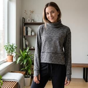 Lululemon W3DTYS Ready to Rulu Heathered Black Fleece Pullover, size 6